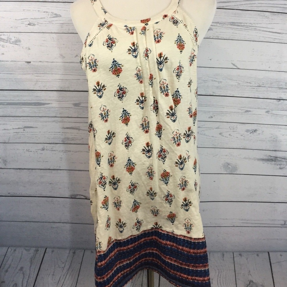 Lucky Brand Boho Halter Eyelet White Cream Dress